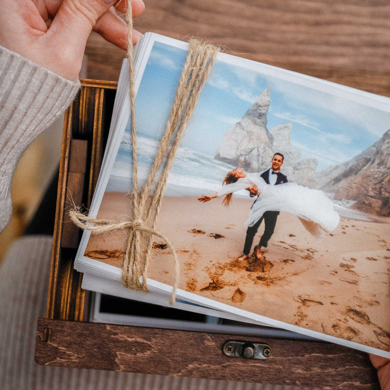 Vintage Wooden Photo Box with USB Slot – Personalized Wedding Gift - NZHANDICRAFT