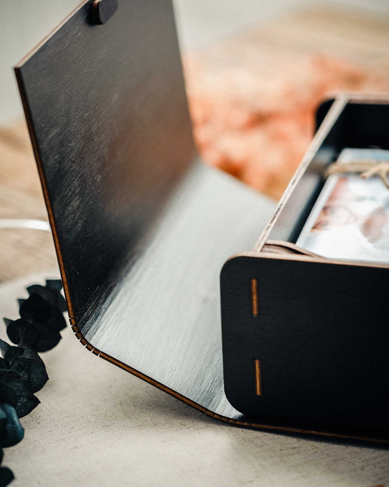 Black Wooden Photo Box – Elegant Personalized Gift for Wedding Photographers