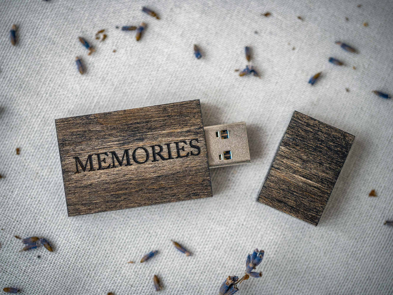 Black Wooden USB Flash Drive - Personalized Engraving, Elegant Gift for Men or Corporate