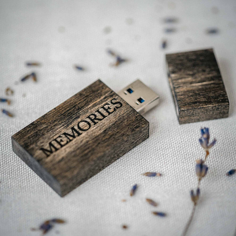 Black Wooden USB Flash Drive - Personalized Engraving, Elegant Gift for Men or Corporate