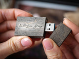 Black Wooden USB Flash Drive - Personalized Engraving, Elegant Gift for Men or Corporate