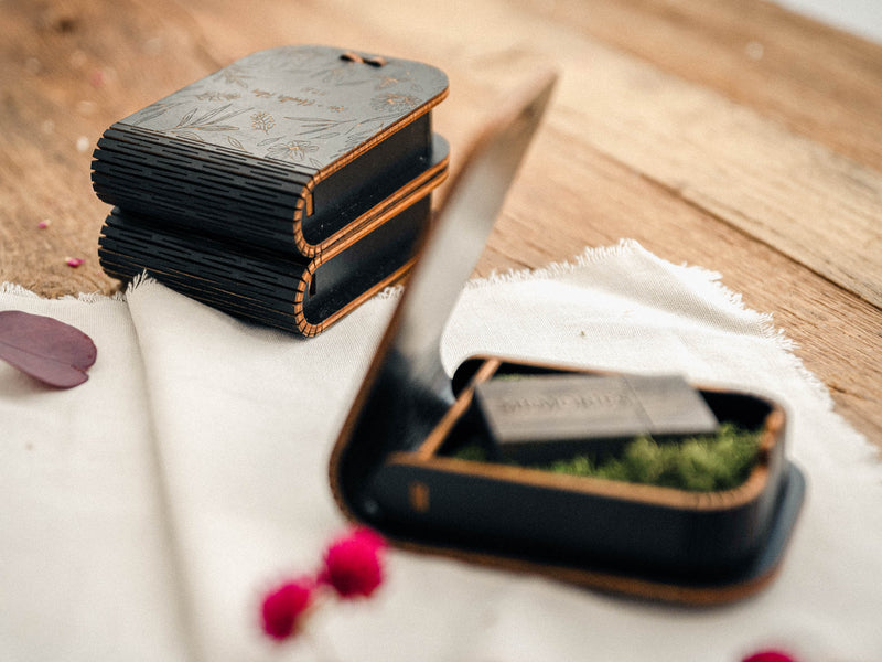 Coffret USB élégant pour mariage avec clé USB en bois personnalisée en option