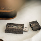 Black Wooden USB Flash Drive - Personalized Engraving, Elegant Gift for Men or Corporate