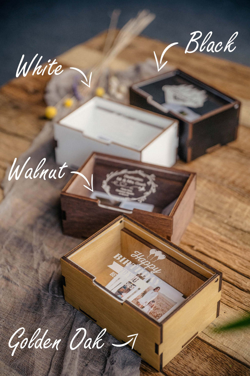 Instax Print Wood Box - Instax Mini Film Storage Box for 200+ Fujifilm Polaroid Instax Photo (8.6 x 5.4 cm)