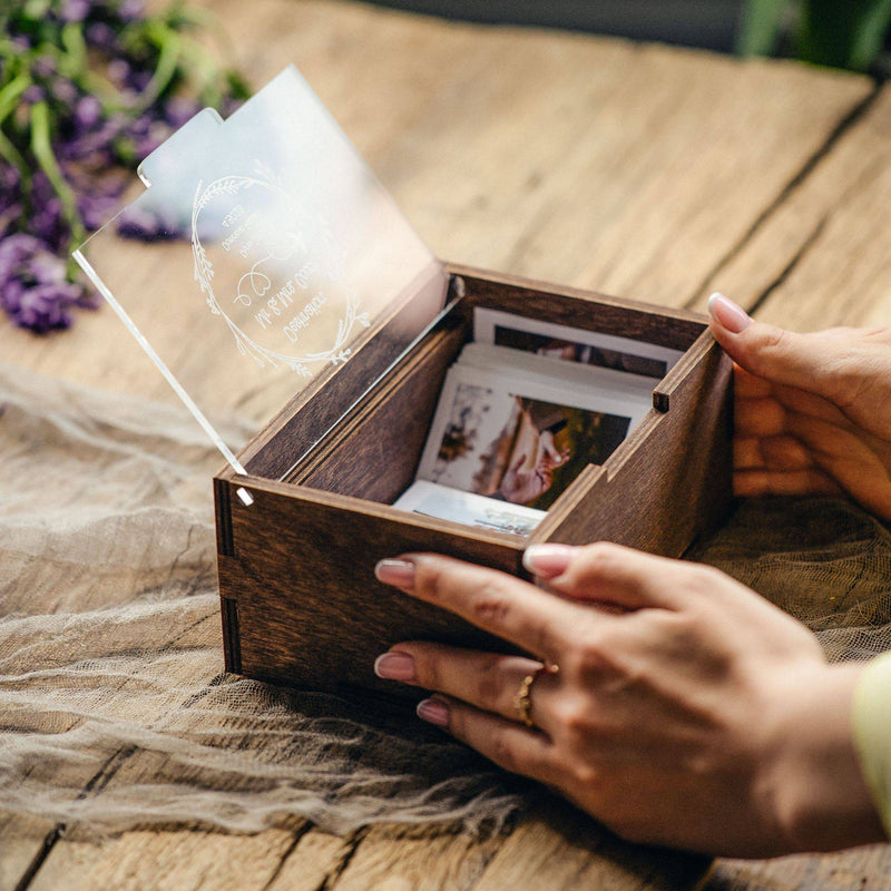 Instax Print Wood Box - Instax Mini Film Storage Box for 200+ Fujifilm Polaroid Instax Photo (8.6 x 5.4 cm)