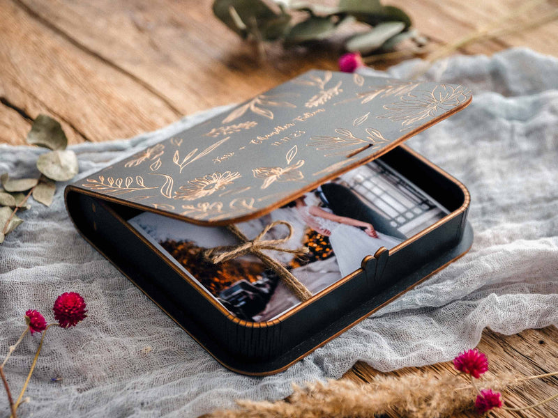 Luxury Black Wooden Photo Box – Perfect for Boudoir & Wedding Photography - NZHANDICRAFT