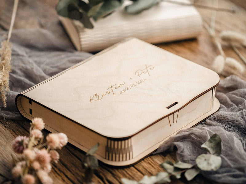 Natural Wooden Photo Box with Personalized Engraving for Wedding Photographers - NZHANDICRAFT