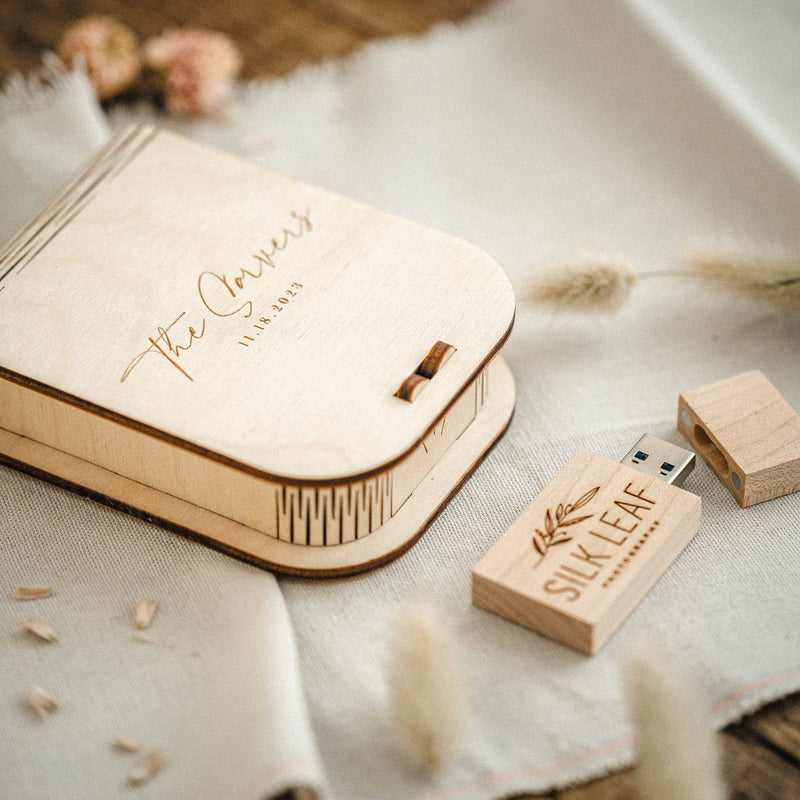 Personalisierte USB-Box aus Holz mit optionalem 3.0-Flash-Laufwerk