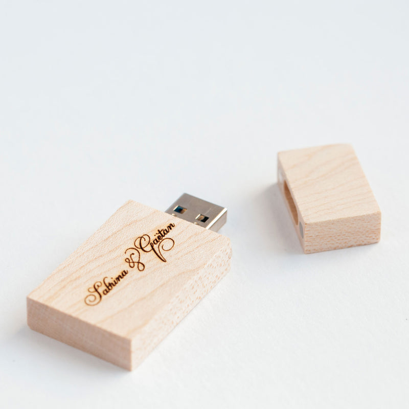 Personalized Wooden USB Flash Drive - Maple Finish with Engraving - NZHANDICRAFT