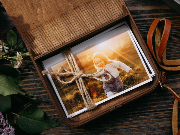 Walnut Wooden Box for Storing Family Photos for Memory