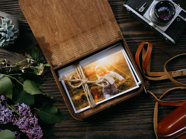 Walnut Wooden Box for Storing Family Photos for Memory