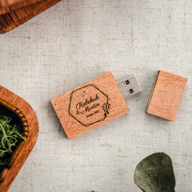 Teak Wooden USB Flash Drive - Personalized Gift for Photographers