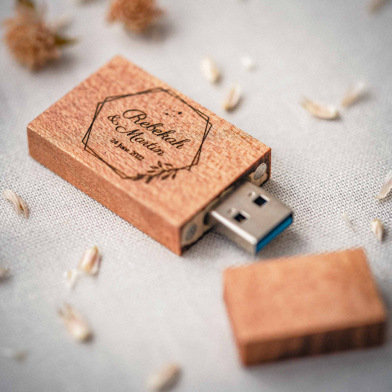 Teak Wooden USB Flash Drive - Personalized Gift for Photographers