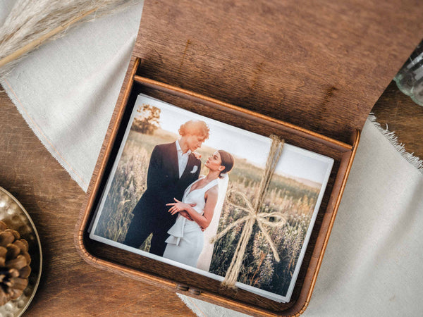 Vintage Style Personalized Wooden Photo Box for Wedding Photos - NZHANDICRAFT