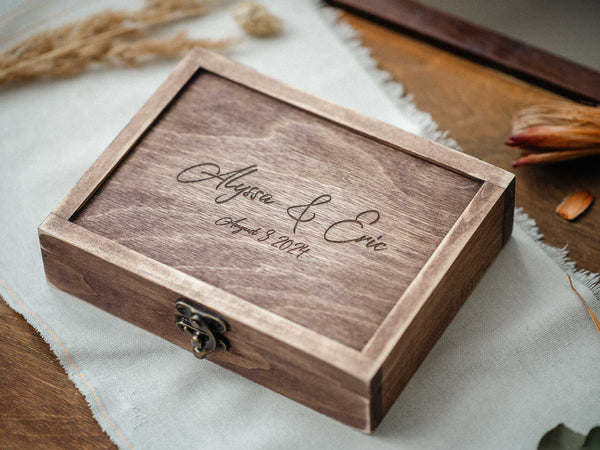 Scatola Fotografica Personalizzata in Legno Stile Vintage per Foto di Matrimonio