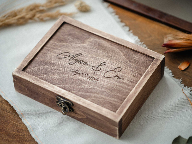 Boîte à photos en bois vintage – Souvenir personnalisé pour mariages et occasions spéciales