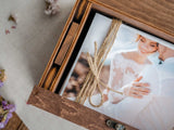 Walnut Wooden Photo Box with USB Slot – Personalized Wedding Gift