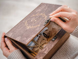 Walnut Wooden Photo Box with USB Slot – Personalized Wedding Gift