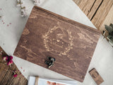 Walnut Wooden Photo Box with USB Slot – Personalized Wedding Gift