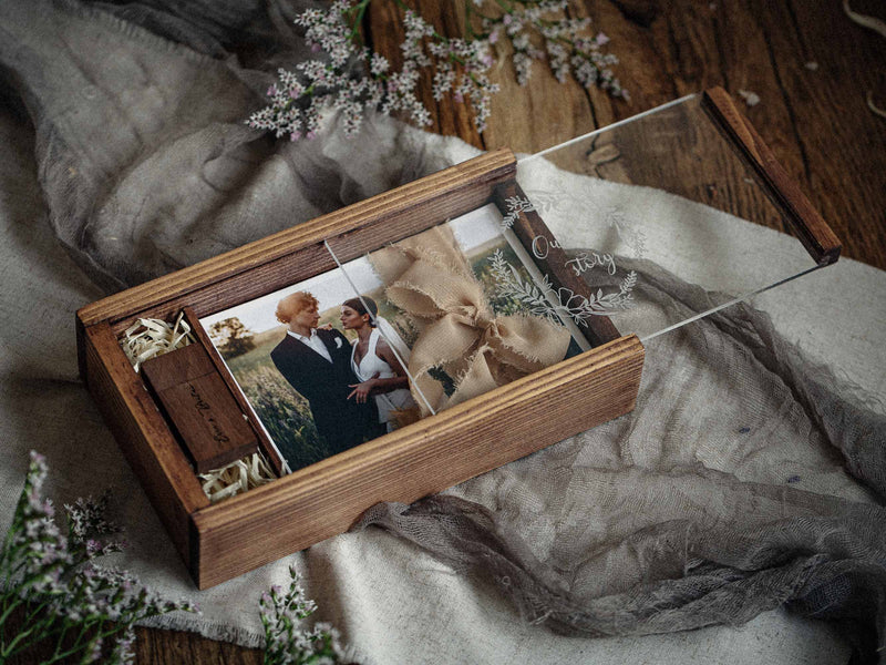 Wedding Gift for Couple - Wooden Photo Box Bridal Shower Gift