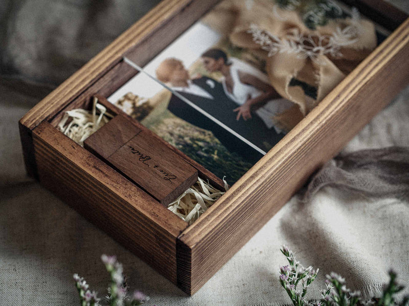 Wedding Gift for Couple - Wooden Photo Box Bridal Shower Gift