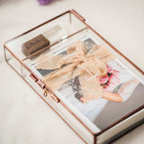 Wedding Photography Box - Rose Gold Glass Photo Box with USB Drive - nzhandicraft