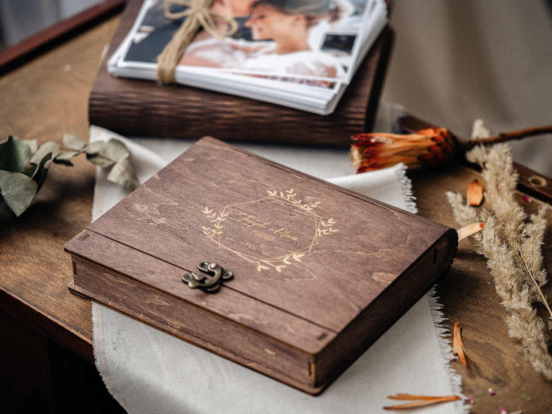 Wooden Photo Box for Prints - Personalized Gift for Couple